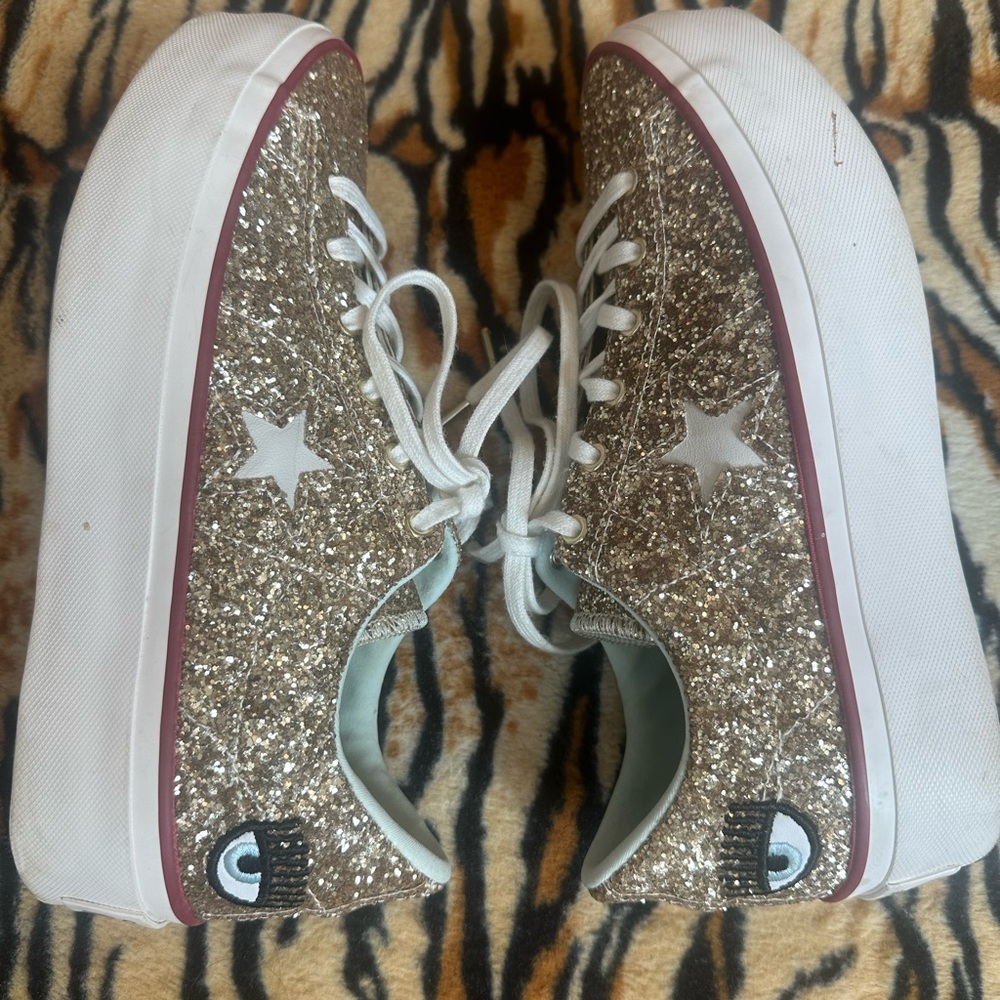 Gold Glitter Platform Chiara Ferragni and Converse One Star collaboration
